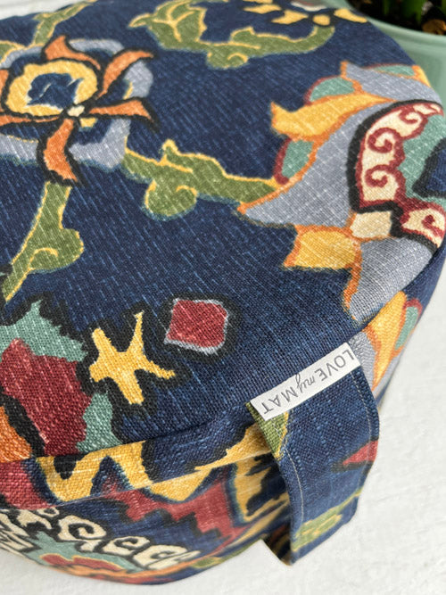 Blue Patterned Meditation Pillow made in Canada